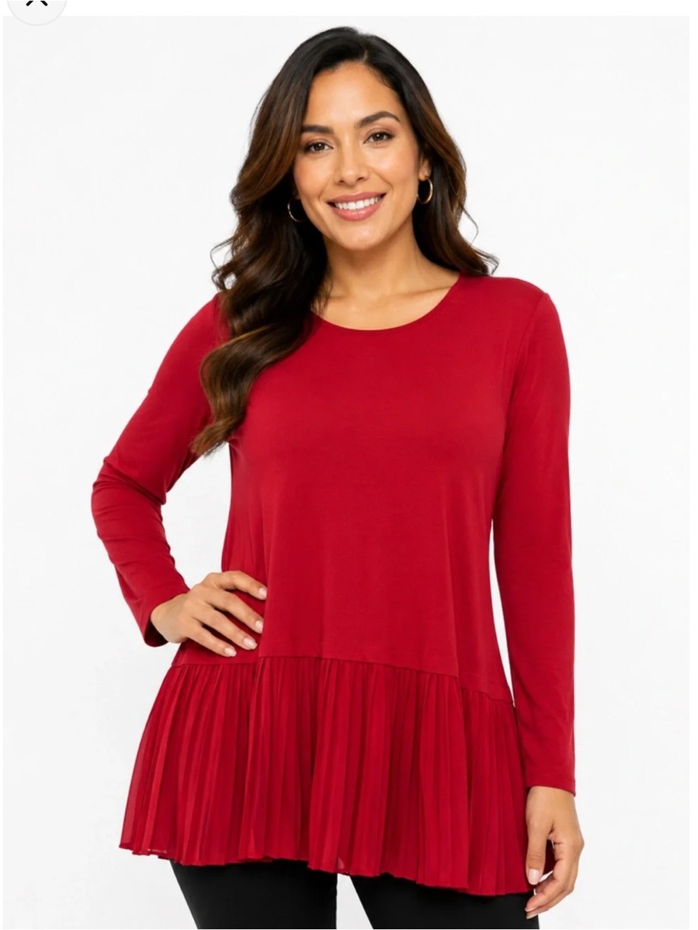 ❤️❤️J. Jill Bright Red Long-Sleeve Ruffle-Hem dress. NEVER WORN